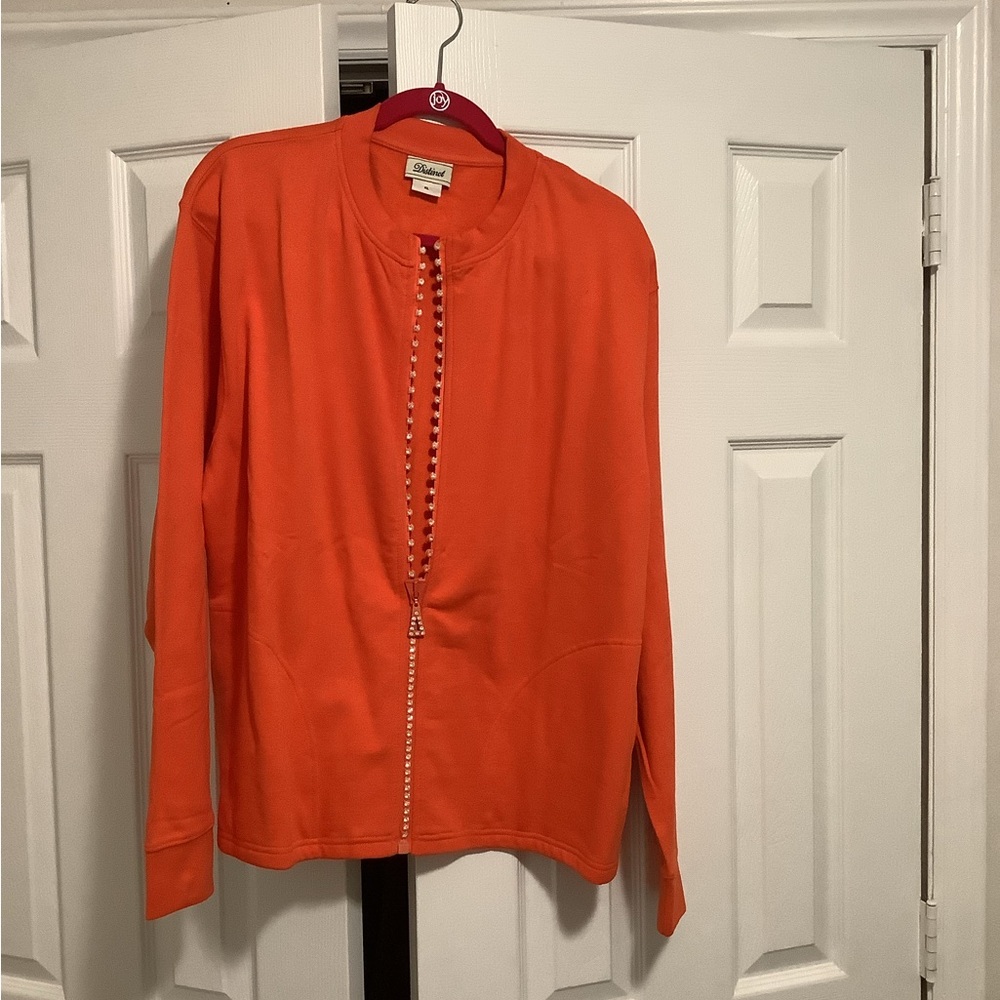 Vibrant Orange Blazer with Modern Collarless Design